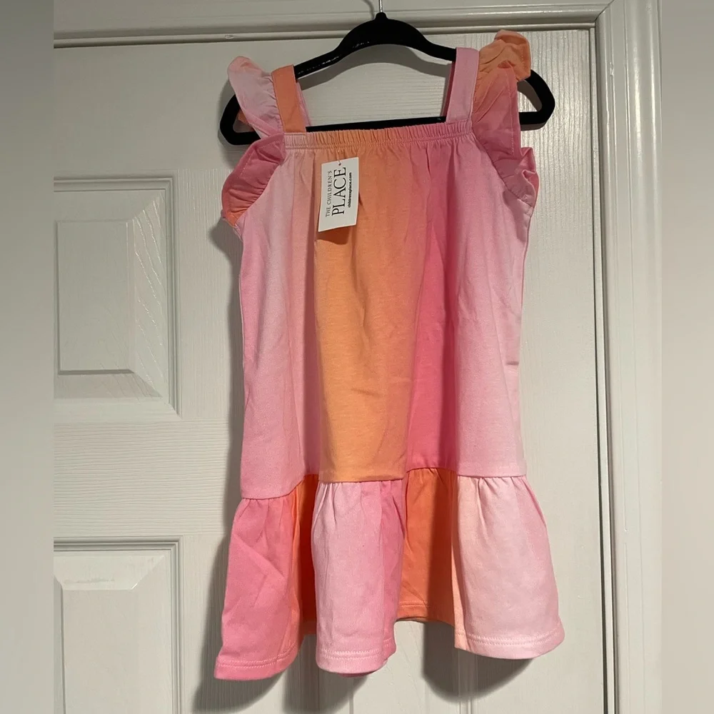 NWT The Children's Place Pink and Orange Ombre Ruffle Strap Dress - Picture 2 of 3